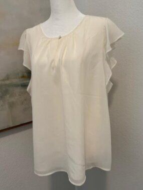 By J. CREW Cream colored, fully lined pull-over blouse, XL - NWOT